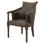 Кресло кожаное на 4-х деревянных ножках из массива березы Ethan Armchair brown варинант исполнения - 3 | Loft Concept в Уфе