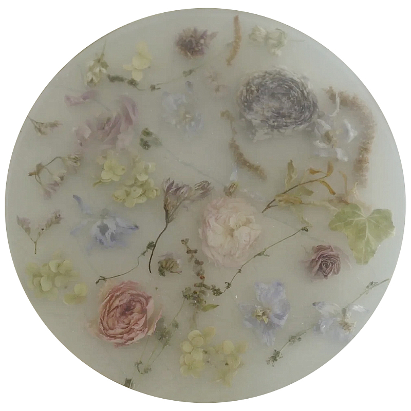 Круглый поднос из эпоксидной смолы с цветами белый Epoxy Resin Flowers Tray White Белый Мульти Круглый поднос из эпоксидной смолы с цветами белый Epoxy Resin Flowers Tray White Белый Мульти в Уфе | Loft Concept