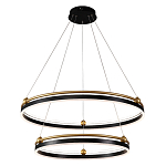 Люстра подвесная с двумя кольцами черного и золотого цвета Ring Horizontal варинант исполнения - 1 | Loft Concept в Уфе