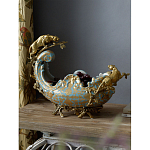 Чаша голубого цвета с оранментом и и бронзовыми фигурами леопардов Eden Garden варинант исполнения - 6 | Loft Concept в Уфе