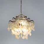 Люстра подвесная с белыми перламутровыми подвесками и изогнутыми золотистыми элементами Диаметр 50 см SHELL Chandelier варинант исполнения - 2 | Loft Concept в Уфе