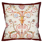 Декоративная подушка бежевая с растительным орнаментом Raffael Floral Beige Red Cushion варинант исполнения - 1 | Loft Concept в Уфе