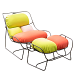 Дизайнерское разноцветное кресло на металлическом каркасе с подставкой для ног Poltronova Plasma Armchair варинант исполнения - 2 | Loft Concept в Уфе
