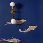 Обои с вышивкой ручной работы Deco Fish Aurum colourway on Caribbean Sea slub silk варинант исполнения - 2 | Loft Concept в Уфе