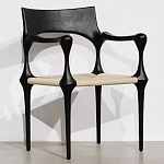 Стул дизайнерский с плетеным сидением Kronos Dining Chair Black варинант исполнения - 1 | Loft Concept в Уфе
