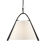 Подвесной светильник в форме конуса с белым тканевым абажуром и чёрным каркасом Stylish Solution варинант исполнения - 1 | Loft Concept в Уфе